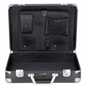 Resim 45 cm Laptop Bölmeli Evrak Çantası, Siyah, Alüminyum, Organizerli 