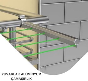 Resim Balkon Çamaşır Kurutmalığı, Demir, Yuvarlak, Sabit Model, Kolay Montaj, Uzun Ömürlü Tasarım, Dayanıklı Çamaşırlık 