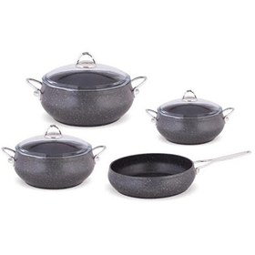 Resim Fms G5006 Küre 7 Parça Granit Tencere Seti Gri Metal 