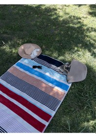 Resim Kadife Tropik Desenli 90x180 Cm Outlet Plaj Havlusu Baveno Çizgili 