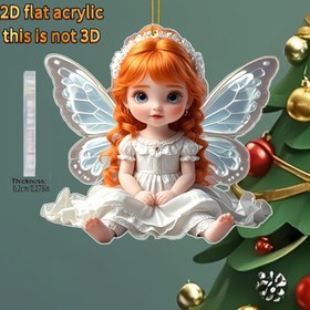 Resim 2D Düz - 1 adet 2D düz akrilik Kelebek Melek Kolye, Noel Ağacı, Araba, Çanta, Cüzdan için Asılı Süs - Elektrik Gerektirmez, Tatil Dekorasyonu, Noel Kolyesi|Kelebek Melek Tasarımı|Akrilik Yapı, Noel Kolyeleri 