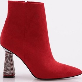 Resim Dgn 5711-424 Topuğu Taşli Kadin Kadeh Topuklu Bot 5711-424-R0766 Kırmızı 