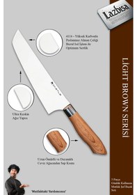 Resim Light Brown Serisi Mutfak Bıçak Et Sebze 3 Lü Şef Bıçağı Mft-749 Kahverengi 