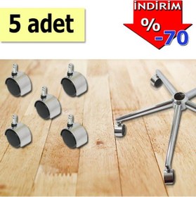 Resim Sandalye Tekerleği Ofis Koltuğu Tekerleği Koltuk Ayağı 5 Ad Krom 