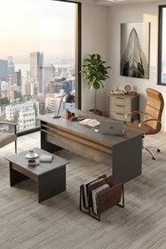Resim Yurudesign Vista Abc Ofis Büro Masa Takımı Kahve Beton Antrasit Vs7-cga 
