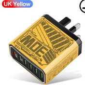 Resim 6 Port Usb Şarj Aleti Qc3.0 Hızlı Şarj Hızlı Şarj Cihazı Samsung Uyumlu Xiaomi Cep Jj303-6u Uk Yellow 1 Adet 