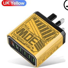 Resim 6 Port Usb Şarj Aleti Qc3.0 Hızlı Şarj Hızlı Şarj Cihazı Samsung Uyumlu Xiaomi Cep Jj303-6u Uk Yellow 1 Adet 