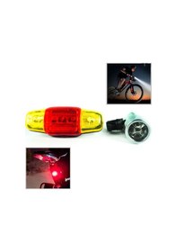 Resim Led Bisiklet Lambası Feneri Ön Far Arka Stop Işık Aydınlatma Seti 2'li Altın 