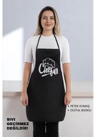 Resim Siyah Chef Leke Tutmaz Kumaş Mutfak Önlüğü Siyah1 