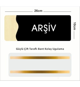 Resim Arşiv - Ofis Departman Kapı Isimliği, 26X10CM - Siyah & Kayın 