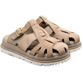 Resim Kadın Süet Deri Dolgu Topuk Bej Terlik 25470013y Bej 