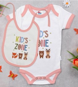 Resim Bk Kids Kid's Zone Tasarımlı Pembe Bebek Body Zıbın Ve Mama Önlüğ Çok Renkli 