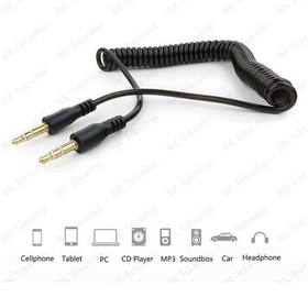 Resim 3.5Mm Stereo Spiral Tasarım Araç Içi Aux Ses Aktarım Kablosu 