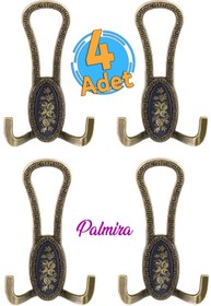 Resim Badem10 Palmira Portmanto Vestiyer Duvar Askısı Metal Dolap Elbise Askılığı Antik Sarı Siyah (4 ADET) 