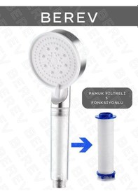 Resim Berev Filtreli 5 Fonksiyonlu Krom Yüksek Basınçlı Ayarlanabilir Duş Başlığı 3 Adet Duş Başlığı Filtresi Krom 
