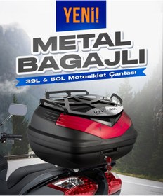 Resim WOGEN WG50 SIRT DAYAMALI PREMİUM METAL BAGAJLI ÇANTA (SİYAH) + KARBON DİZLİK HEDİYELİ 