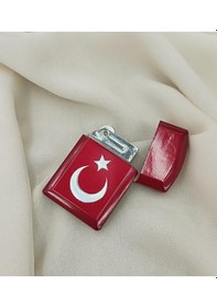 Resim Çakmak Metal Gazlı Doldurulabilir Ay Yıldız Çakmak 