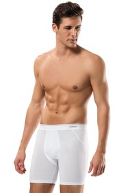 Resim Erdem Erkek Beyaz Pamuk Elastan Uzun Boxer 