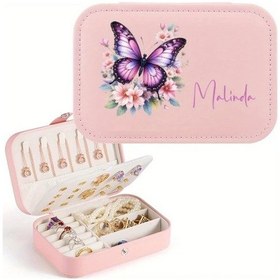 Resim Willowhaven Pembe Kişisel Takı Kutusu Kelebek Desenli İsimli Kadın Hediye 