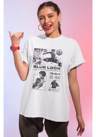 Resim Tasarım Blue Lock Baskılı Unisex Oversize Anime Tişört Beyaz 