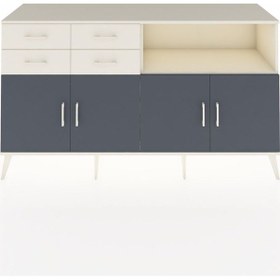 Resim Kronos Konsol 4 Raflı 4 Çekmeceli 4 Kapaklı 176x59x99 Aytaşı-antr Aytaşı-antrasit/aytaşı 