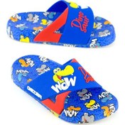 Resim Gezer Kız Çocuk Yazlık Rahat Taban Dino Ev Bahçe Banyo Havuz Plaj Günlük Terlik Mavi 