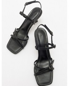 Resim Luvishoes Nebel Siyah Cilt Kadın Topuklu Sandalet Sıyah Cılt 