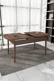 Resim Renlife Mutfak Masası Açılabilir Masa 6 Kişilik Masa Ahşap Masa (KEMENÇE CEVİZ) 