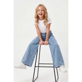 Resim Joy Kids Kız Çocuk %100 Pamuk Lazerli Kedi Baskılı Kot Pantolon (9-11YAŞ) 