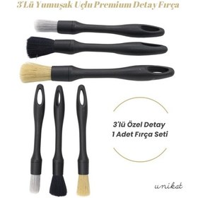 Resim 3'lü Özel Detay Fırça Seti Yumuşak Uçlu Premium Özel Hassas Temizlik Unikat 