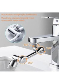 Resim Yenilzd Robotik Kol Mutfak Banyo Musluk Başlığı 1080 Derece Döneb 
