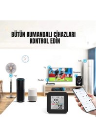 Resim Akıllı Tuya Kumanda 3 İn 1 Isı ve Nem Göstergeli Ekranlı 