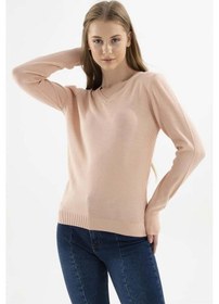 Resim Fashion Friends Kadın V Yaka Kazak 23k0244k1 Pudra 