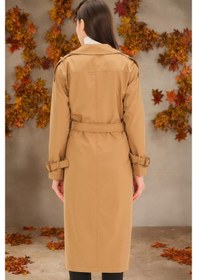 Resim Z6737 Dewberry Bayan Trençkot-düz Camel Düz Camel 