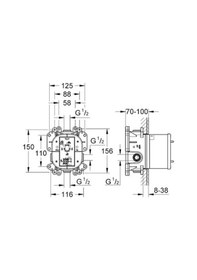 Resim Grohe Rapido E Ankastre Banyo Duş Bataryası İç Gövde - 35501000 