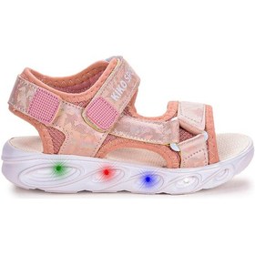 Resim Kiko Kids 133 Hologram Işıklı Kız Çocuk Cırtlı Sandalet Ayakkabı Beyaz 