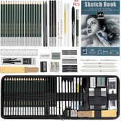 Resim 54 Parça Eskiz ve Çizim Kalem Seti, Eskiz Defteri Dahil, Grafit, Kömür Kalemler ve Sanatçı Araçları, Profesyonel Sanat Malzemeleri, Eskiz ve Gölgelendirme için İdeal, Profesyonel Sanatsal Kullanım 