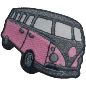 Resim Aplike Ütü İle Yapışan Otobüs Pembe-Gri Arma 4x2,5 cm 