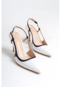 Resim Mubiano Hakiki Deri Collection Kadın Topuklu Stiletto & Ayakkabı Beyaz/lacivert -mcbrg5698-bl Beyaz/lacivert 