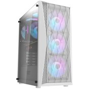 Resim ZOKKA Zoko Melody White 4x12 CM Fanlı Temperli Cam Mesh Panel Beyaz Bilgisayar Kasası 
