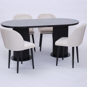 Resim Bohem Göksu Lak Panel Yemek Masa Sandalye Takımı 90x170 Siyah 
