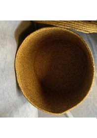 Resim Uretti - Fatma 7987 - El Yapımı Doğal Bambu İp Çamaşır Sepeti / Çok Amaçlı Organizer Sepet Kahverengi 