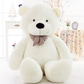 Resim Sole Dev 120 cm Beyaz Peluş Ayı (Aynı Renk Fermuarlı) 