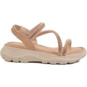 Resim Bej Taşlı Kadın Sandalet T-005 Z Bej 