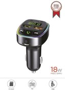 Resim Torima G17 Siyah 18W Hızlı Şarjlı Bluetooth Transmitter Araç Şarj Cihazı – USB, TF Kart, FM, Mikrofo 