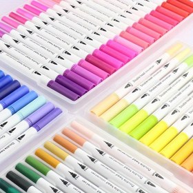 Resim Çift Başlı Su Temelli Markörler - Çift Uçlu Karıştırma ve Boyama İçin Çok Yönlü Sanat Kalemleri, Kaligrafi ve Sumi İçin İdeal, Noel, Cadılar Bayramı, Paskalya ve Yeni Yıl İçin Harika Hediye 