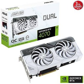 Resim ASUS GEFORCE RTX 4070 DUAL RTX4070 O12G WHITE 12GB GDDR6X 192bit OC HDMI 3xDP DLSS3 EKRAN KARTI 