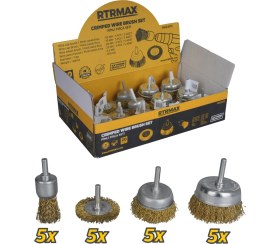 Resim Rtrmax RH24112 Pimli Fırça Seti 20 Parça (Çanak Fırça: 50mm ve 75mm/Daire Fırça: 50mm/Kalem Fırça: 25mm) 