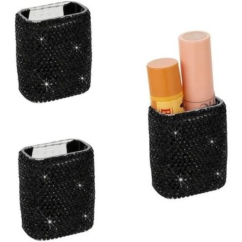 Gaojunshop01 Parlak Kırmızı 2 Adet Elmaslı Ruj Kutusu, Ofis Ve Araç İçin Ruj Holder