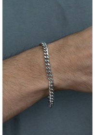 Resim Küba Gurmet Erkek Çelik Zincir Bileklik 7 Mm 21 Cm Eck29B Beyaz 